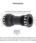 BSA Threaded Bottom Bracket 68-73mm Shell Built Tough Steel Bearings, Sealed, Fits 24mm Shimano Or 22 and 24mm SRAM GXP Crank