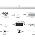 72 Inch Bifold Door Hardware Kit For 4 Doors With 18 Inch Panels Top mounted system dimensions and components layout.