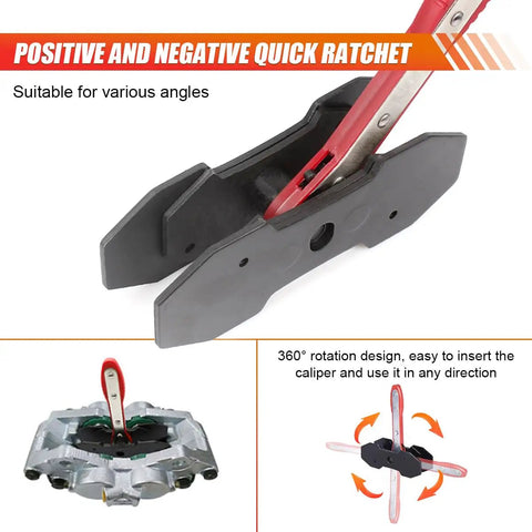 Brake Caliper Press Tool With Extra 2 Steel Plates Piston Spreader And 360 Degree Swing Ratchet Caliper Wrench Caliper Hanger