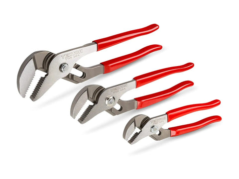 Groove Joint Pliers Set 3-Piece Featuring 7 10 And 13 Inch Pliers With Sharp Angled Teeth For A Strong Bite, Adjustable Tension Via Nut And Bolt
