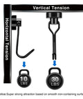 Heavy Duty Fridge Magnet Hooks Hold Like Crazy For Cruise Cabins And Kitchen Organization Six Pack showing tension measurements and weight capacity.