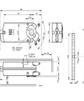 Hella Reliable Rotary Air Damper Actuators Powerpack With Two Tandem Mounted Units 35 Nm Three Position Torque AC 230V technical drawing