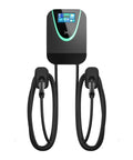 Level 2 Commercial EV Charger With Dual J1772 Guns, LCD Display, 11.5KW 48A Output, Wall Mount, 208 To 240V AC Power, visible from front view