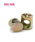 Heavy Duty Barrel Nuts And Slotted Bolts Kit For Furniture Making M6 M8 Cross Dowel Fasteners Zinc Plated 10 Pack