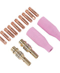 Pro Grade MIG Welding Gear Kit 14Pcs Copper Ceramic Plasma Torch Parts Set with cups, rods, and contact tips for 15AK torch repair.