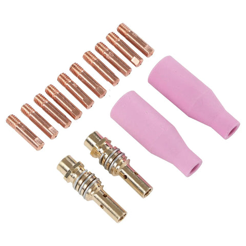 Pro Grade MIG Welding Gear Kit 14Pcs Copper Ceramic Plasma Torch Parts Set with cups, rods, and contact tips for 15AK torch repair.