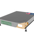Rock Solid Queen Box Spring With Heavy Duty Wood Frame Delivered For Zero Squeak Stability And Amish Crafted Durability Giving You A Totally Sound Sleep Every Night In The Usa, shown with grey cover and stable legs.