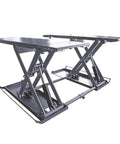 Portable mid-rise scissor lift with overload protection, heavy duty steel construction, three point five ton hydraulic car hoist lift for garage.