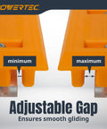 Real Deal Router Guide Rail Adapter For DeWalt DWP611 And DCW600B Fixed Base Trim Routers showing adjustable gap for smooth gliding.