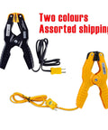 K Type Pipe Clamp Thermometer for HVAC and Multimeters, Wide Range -40 to 392 F, two clamps in black and orange with leads