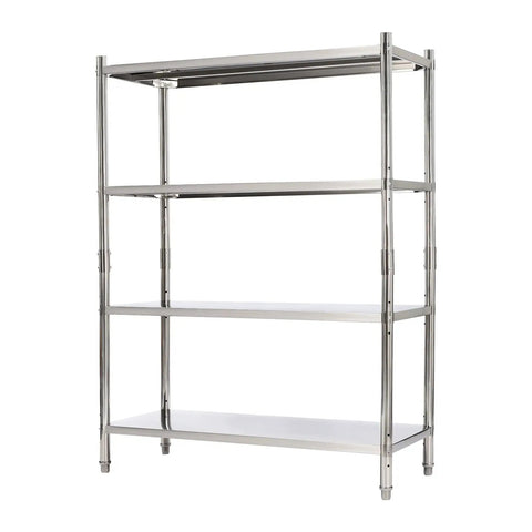 Heavy Duty Stainless Steel Garage Shelves With Adjustable Height And Built Like A Tank Design Supporting 330 Pounds Per Shelf.