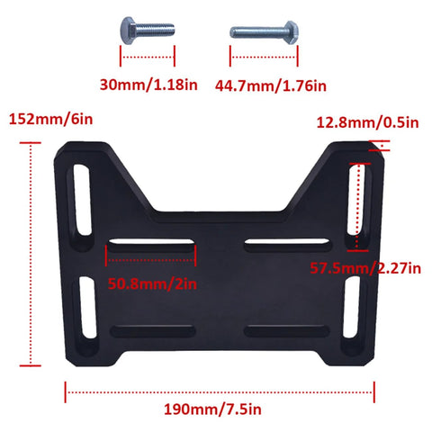 Mini Bike Engine Mount Plate For 79Cc 97Cc And 100Cc Engines Direct Bolt On Swap Compatible With Coleman Ct100U Cc100X Black, with dimensions
