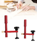 20mm Red Aluminum Bench Dog Clamp Set For Woodworking And MFT Workbench With Protective Pads All Metal Construction Knurled Rod