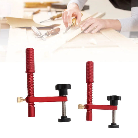 20mm Red Aluminum Bench Dog Clamp Set For Woodworking And MFT Workbench With Protective Pads All Metal Construction Knurled Rod
