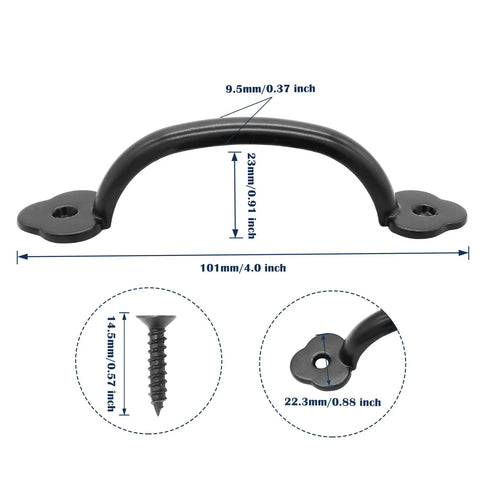 12 Pack Rustic Barn Door Handles Set 4 Inch Length Hole To Hole 3.2 Inches Metal Gate Pull Handles With Screws Black Finish