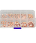Top Flat Copper Washers 100 Pcs Assortment Kit in plastic organizer, mixed M4-M14 sizes for automotive sump plugs