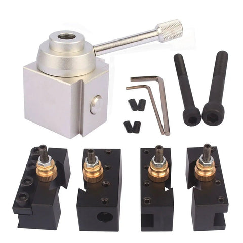 Tabletop Mini Lathe Quick Change Tool Post And Holders Kit For DIY Machinists, Multifid Tool Holder Set With Reconfigurable Magazine, High Positioning Accuracy Within 0.01mm, Easy Tool Change For Precision Milling
