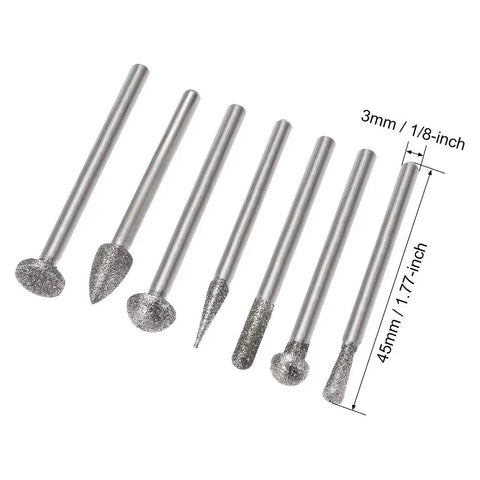Diamond Burr Bit Set For Rotary Tools Grinding And Carving 120 Grit One Eighth Inch Shank Small Head 50 Pcs For Glass Stone And Ceramic Beast