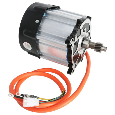 Heavy Duty 72V 1500W Brushless Electric Motor With 16 Tooth Output Shaft And Badass Torque For Diy Go Karts Mobility Trikes And Custom Atv Projects That Roll Smooth On Any Terrain You Pick, showing copper windings and orange wiring.
