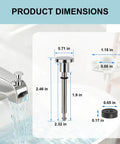 Dimensions of 2 Pack Universal Tub Spout Diverter Repair Kit with valve stems and seals for leak fixes.