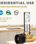 Stainless Steel Water Hammer Arrestor 2 Pack With 7/8 Inch Female Swivel Nut To 3/4 Inch Male Thread Reduces Banging Noise In Toilets And Pipes With Lead Free Brass And Durable Stainless Steel Construction, installed in kitchen sink