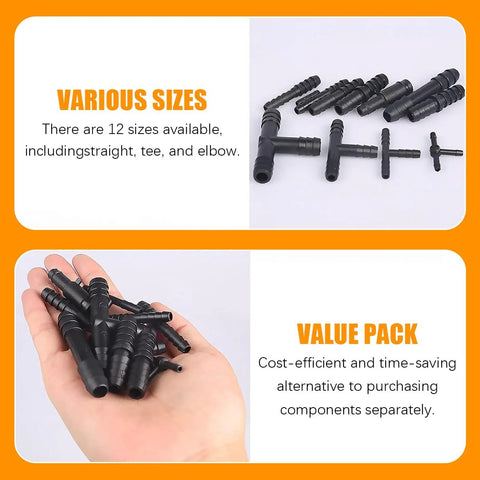 Sandfren 113-piece car vacuum line connector kit, black plastic fittings in various sizes