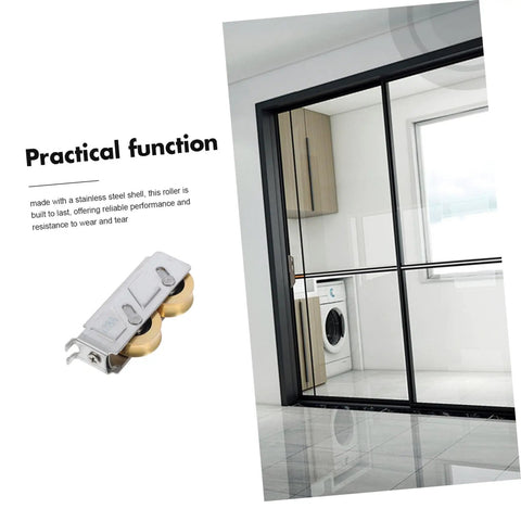22mm Heavy Duty Sliding Door Roller Wheel With Double Copper Wheels And Stainless Steel Shell in sliding door installation