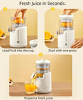 Cordless Electric Citrus Juicer For Lemons And Oranges With Rechargeable Battery One Touch Lemon Squeezer in action.