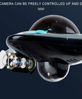 Waterproof Camera RC Boat With App Control For Adults, 6 Channel Remote Boat showing close-up of camera lens assembly.