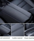 Nissan Rogue Leather Center Console Armrest Cover With Side Pockets Fits 2021 2026 PU Leather Scratch Resistant Black Stitching