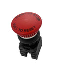 Solid As A Rock 22Mm Red Mushroom Emergency Stop Button Push Pull Switch UL Certified showing push to stop and pull to reset features.