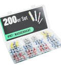Cool 200 Piece Heat Shrink Tubing Combo Kit With Waterproof Solder Sleeves And Cable Connectors For Super Tough Electrical Wiring Repairs, IP67 case