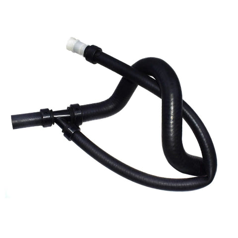 Automotive heater hose assembly, black rubber tubing with white plastic connector