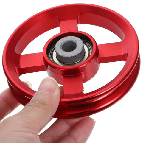 Close-up of red Two Piece Fitness Pulley Wheel Replacement For Gym Cable Systems Aluminum Alloy Durable Construction