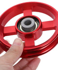 Close-up of red 2 Pack Universal Pulley Wheel For Gym Equipment Durable Aluminum Alloy Pulley With Smooth Bearings Easy Install