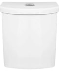 Front view of No Brainer Dual Flush Toilet Tank For 12-Inch Rough-In With 0.92 GPF Light Flush Or 1.28 GPF Full Flush, chrome button on lid.