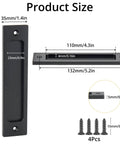 Two Pack Finger Flush Aluminum Alloy Pull Handles For Sliding Doors, Pocket Doors, Drawers And Cabinets, Rectangular Recessed Pull Hardware In Black Finish
