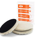 Wool Buffing Polishing Pads Set For 6 Inch Car Polisher, 3 Pack (150mm) with adhesive backing packaging view