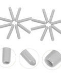 50 Piece Flexible Dishwasher Rack End Covers Tough Vinyl Caps For Prong Guard displayed in grey with varying angles.