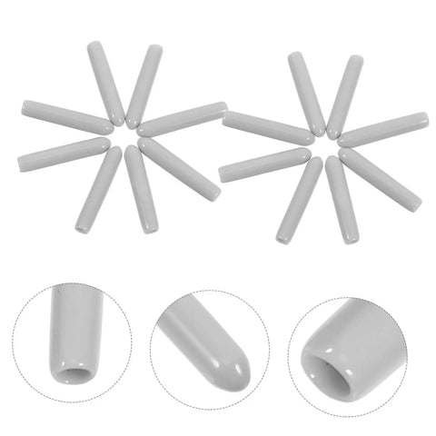 50 Piece Flexible Dishwasher Rack End Covers Tough Vinyl Caps For Prong Guard displayed in grey with varying angles.