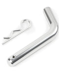 Easy Clip and Go Heavy Duty Trailer Hitch Pin and Clip With Grooved Head, 5/8 Inch Diameter, Fits Two Inch Receiver, silver steel