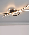 Slick Modern LED Ceiling Light Fixture 54W 3780 Lumens Flush Mount Chandelier For Kitchen Bedroom Living Room Office Dining Room Dimmable With Remote Control Black Finish installed on ceiling