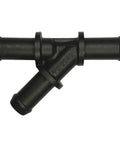 Three Way Coolant Hose Y Tee Connector for One Half Inch Hoses, quick connect radiator pipe fitting, black plastic