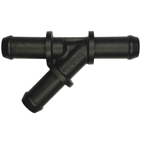Three Way Coolant Hose Y Tee Connector for One Half Inch Hoses, quick connect radiator pipe fitting, black plastic