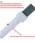 Pool Pumice Stone With EZ Clip Handle for easy cleaning on surfaces, attaches to telescopic pole. Fits 1-1/4 inch standard pool pole.