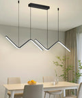 Linear LED Chandelier With Remote Dimmable 35.4 Inch Tunable 3000K-6000K Hanging Light Black Finish for dining room