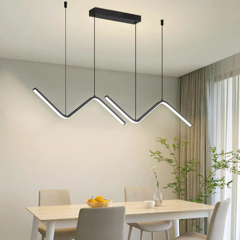 Linear LED Chandelier With Remote Dimmable 35.4 Inch Tunable 3000K-6000K Hanging Light Black Finish for dining room