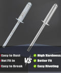 Comparison of Aluminum Blind Rivets Kit 270 Pieces For Metal Work Built Tough In 1/8 By 3/8 Inch 3.2 By 10mm highlighting durability.