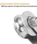 Close-up of U Groove Gate Track Roller Set With Stainless Steel Construction showcasing heavy-duty sliding gate wheel and double bearings.