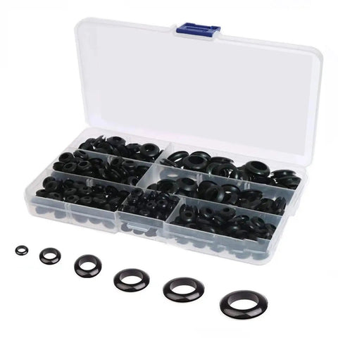 260 Piece Rubber Grommets Kit For Electrical Cable Holes 7 Size Blanking Grommets Flexible Rubber Hole Plugs For Wiring And Conductors Durable Heat Resistant Reusable Easy Drill Hole Insertion, assorted black in case